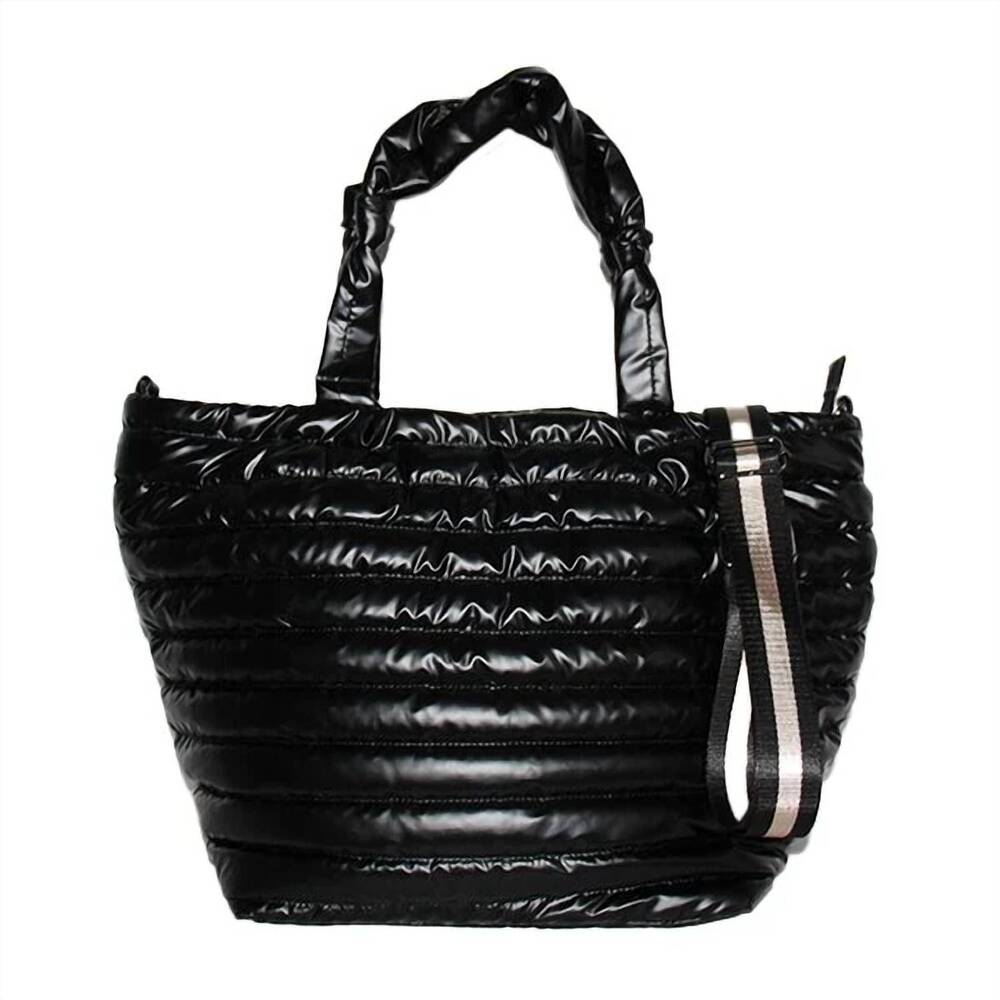 NEW LEMONBELLA women's tote traveler bag in glossy black